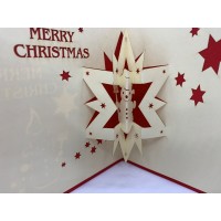Handmade 3D Pop Up Christmas Xmas Card 12cm X12cm Merry Christmas Snowman Star David Papercraft Origami Kirigami Greeting Gift Friendship Love Family